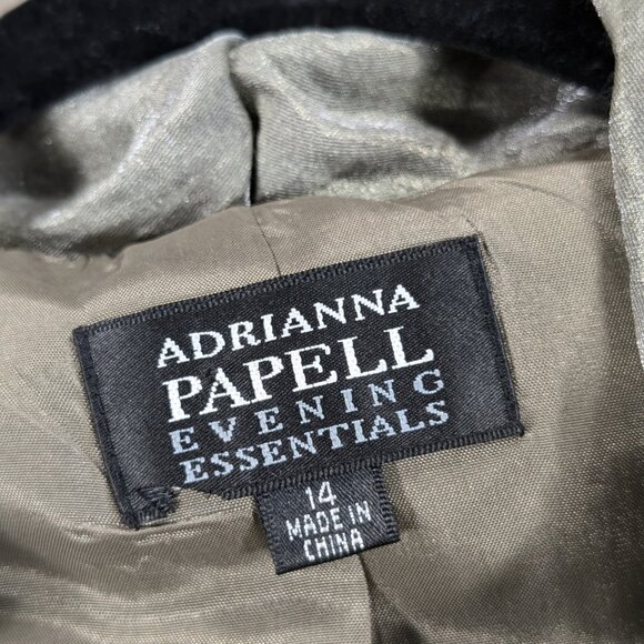 Adrianna Papell Evening Blazer Jacket Womens 14 Beige Pleated Neckline 3/4 Slv - Picture 4 of 9
